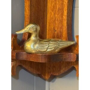 Vintage 6" Brass Duck Figurine Solid Metal Desk Shelf Decor